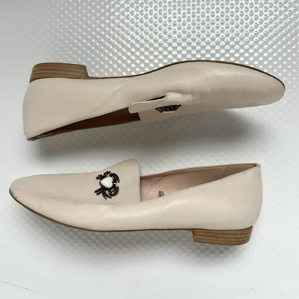 Zara Shoe Women’s 39 (8) Slip On Loafer Crab Embellish Cream Nautical Coastal